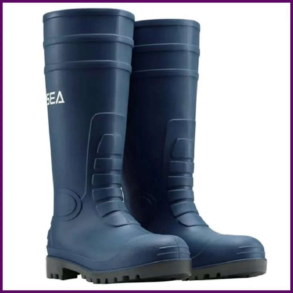Men's Steel Toe PVC Rain Boots Waterproof Slip Resistant Work Boots